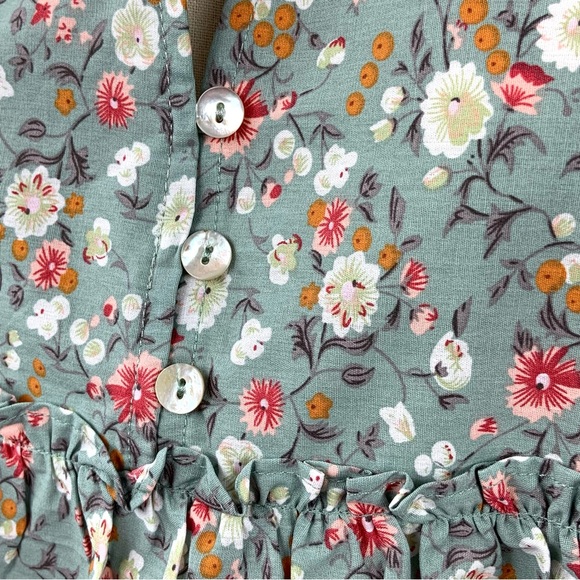 Ces Femme Cotton Ditsy Floral Print Ruffle Trim Babydoll Swing Tank Top Blouse - Picture 8 of 15